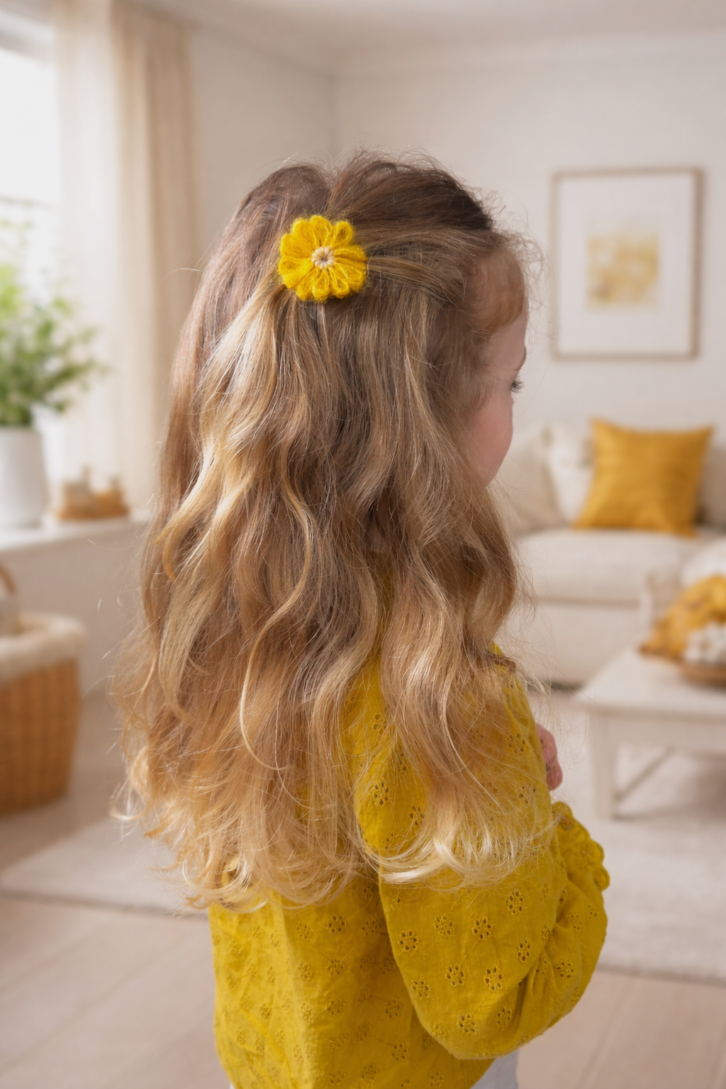 Anti-slip haarspeldjes van wol -oker geel - Afbeelding 2