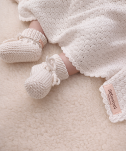 Alternative view of Gehaakte merino wollen babydeken beige 70/100cm