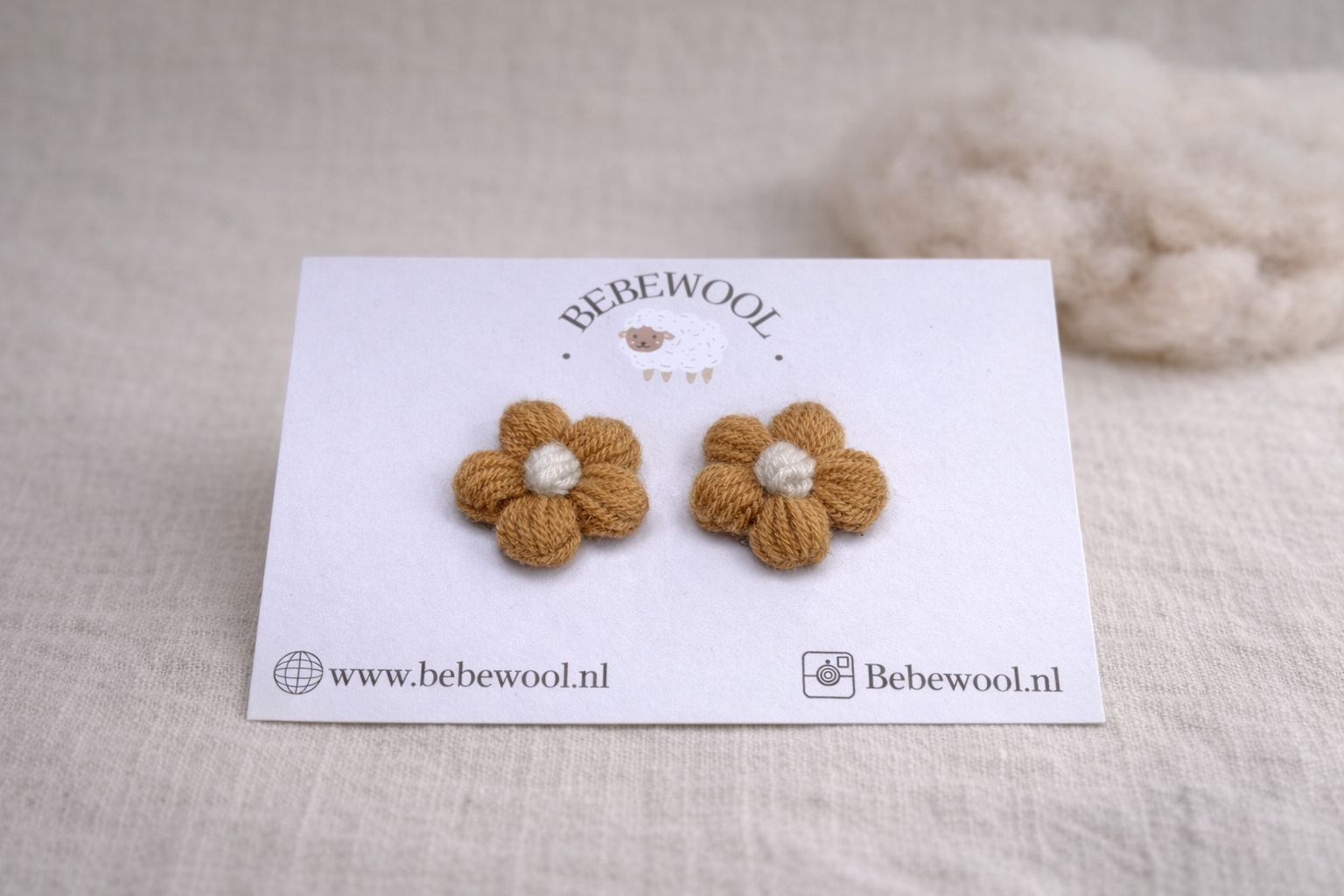 Anti-slip haarspeldjes van wol -Bruin