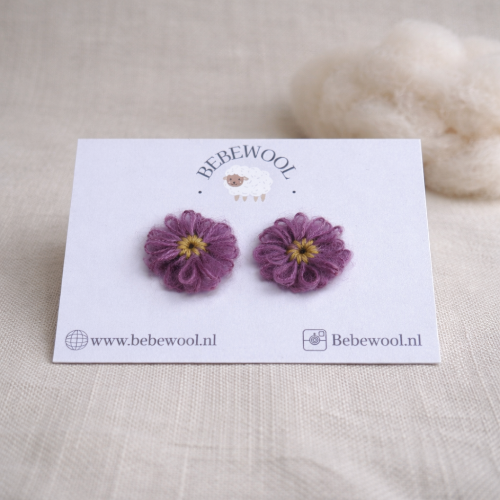 Anti-slip haarspeldjes van wol -paars