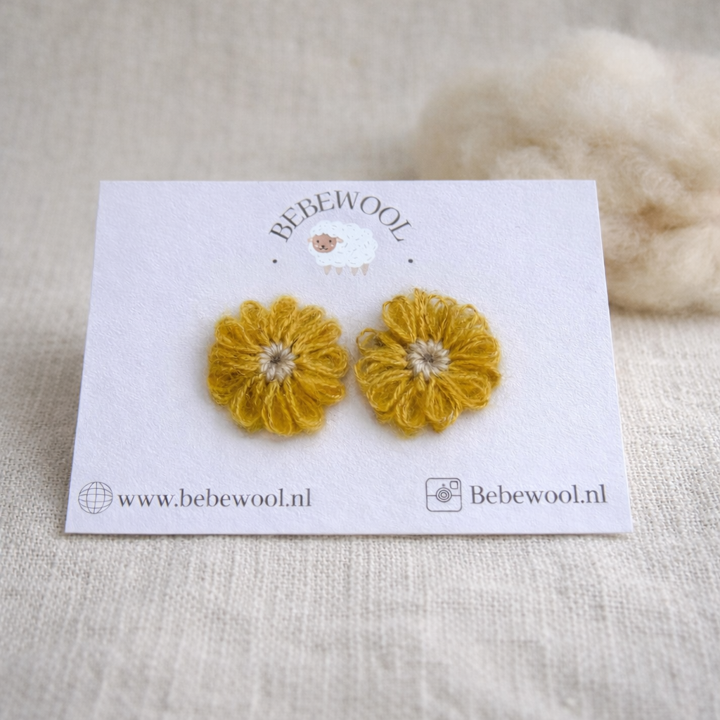 Anti-slip haarspeldjes van wol -oker geel