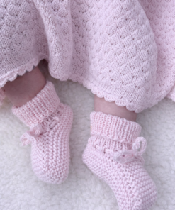 Alternative view of Gehaakte merino wollen babydeken roze 70/100cm