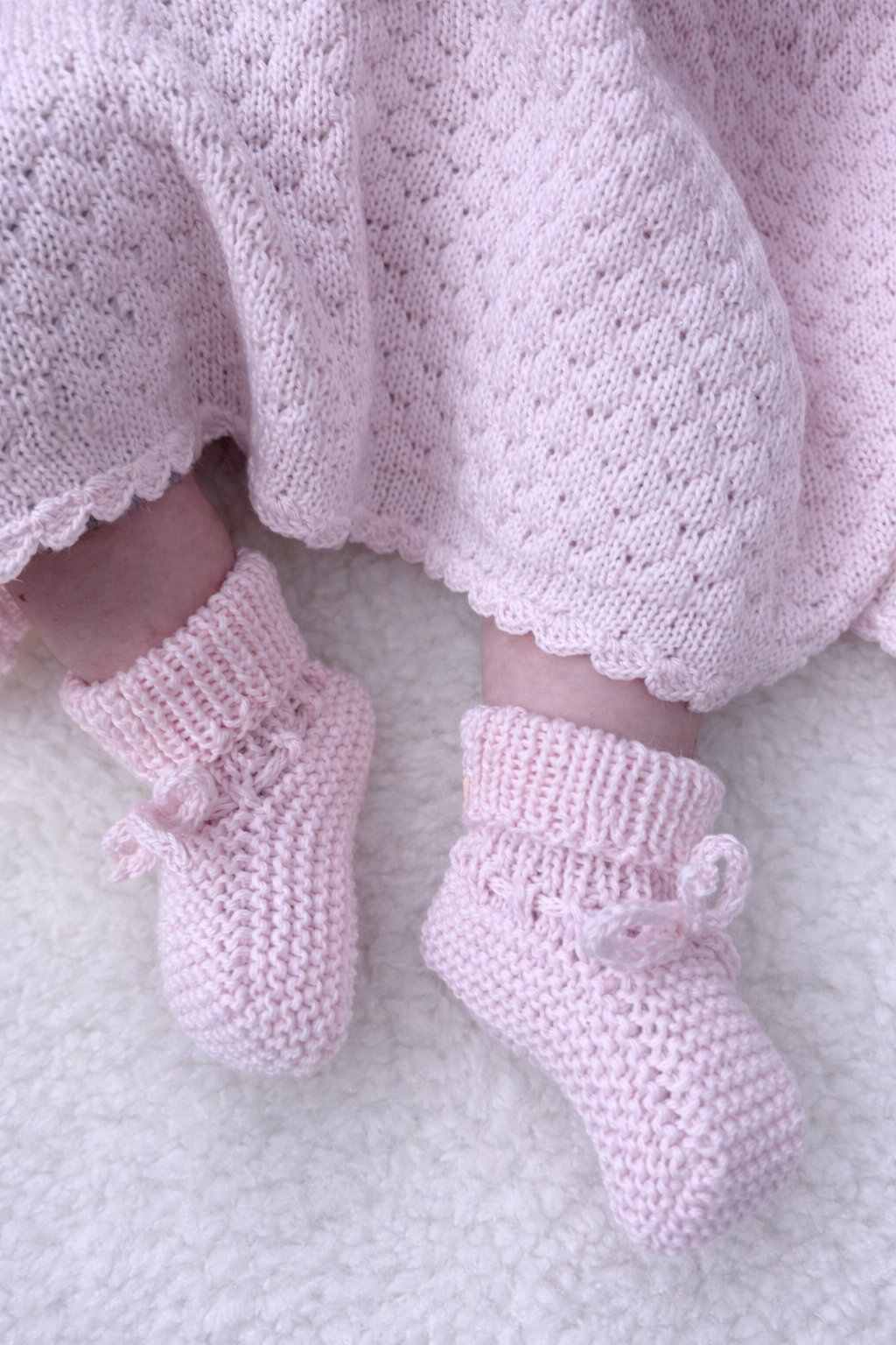 Gehaakte merino wollen babydeken roze 70/100cm - Afbeelding 2