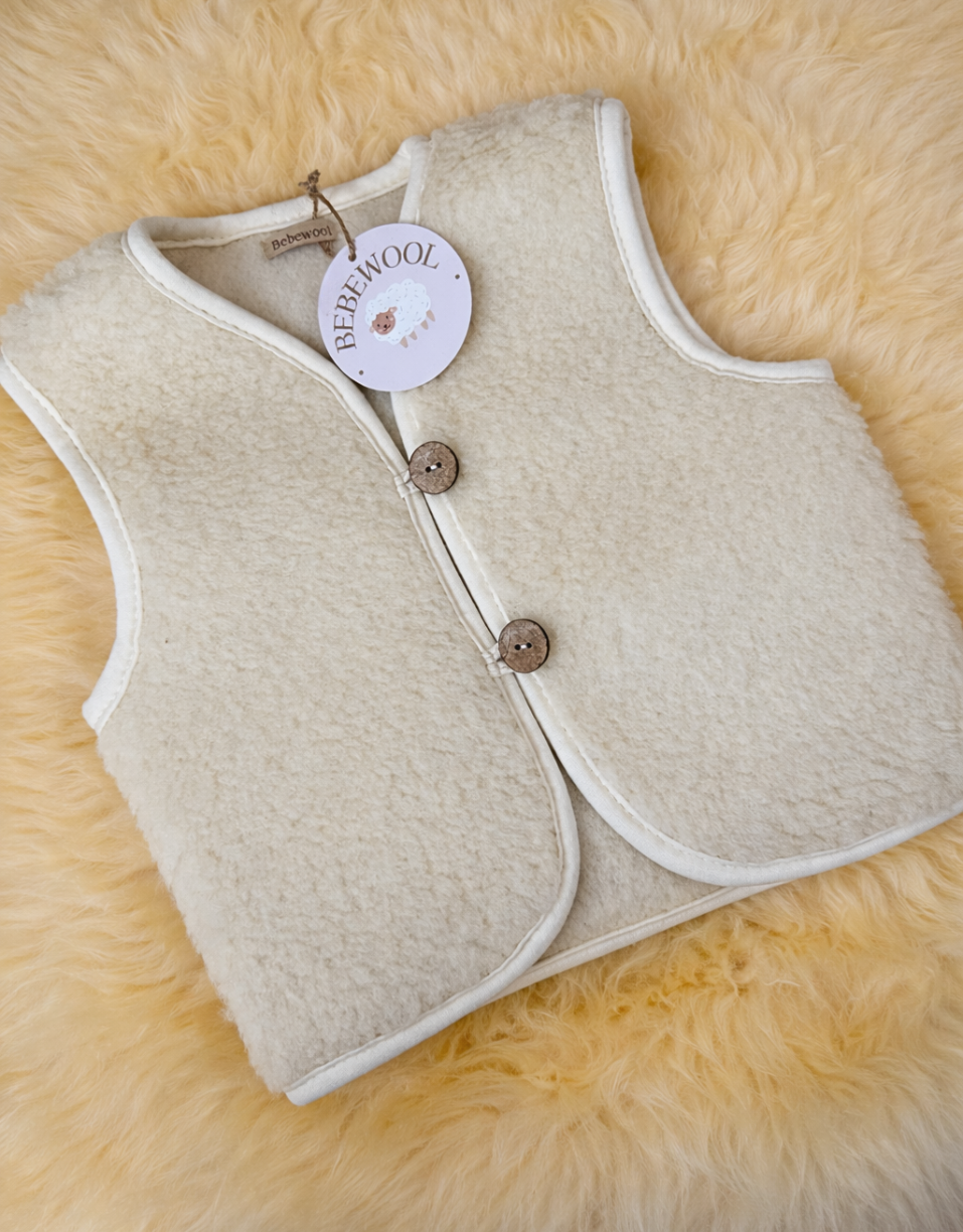 Merino wollen bodywarmer -Ecru - Afbeelding 3